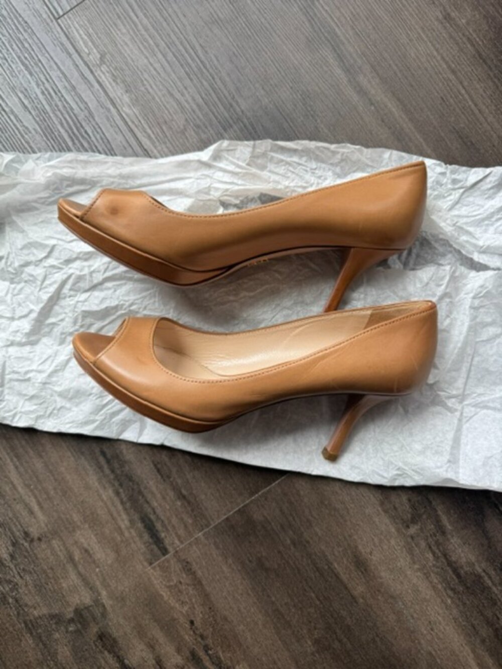 PRADA OPEN TOE HEELS - NUDE BEIGE
